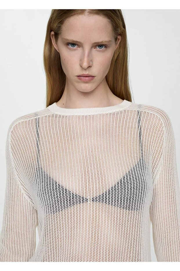 Yarı şeffaf triko kazak - 6