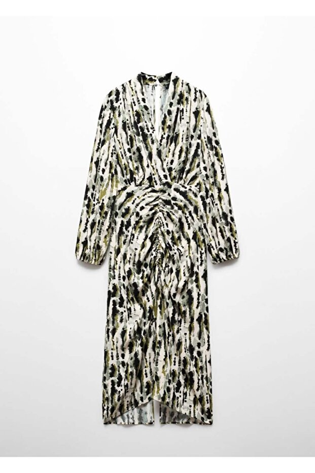 Gemustertes Kleid mit Faltendetails - 3