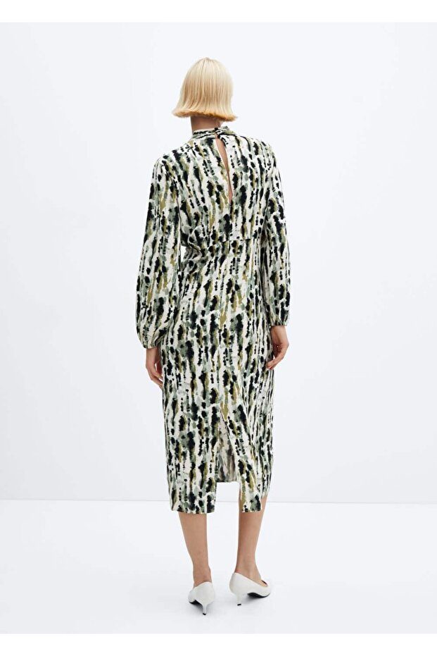 Gemustertes Kleid mit Faltendetails - 4