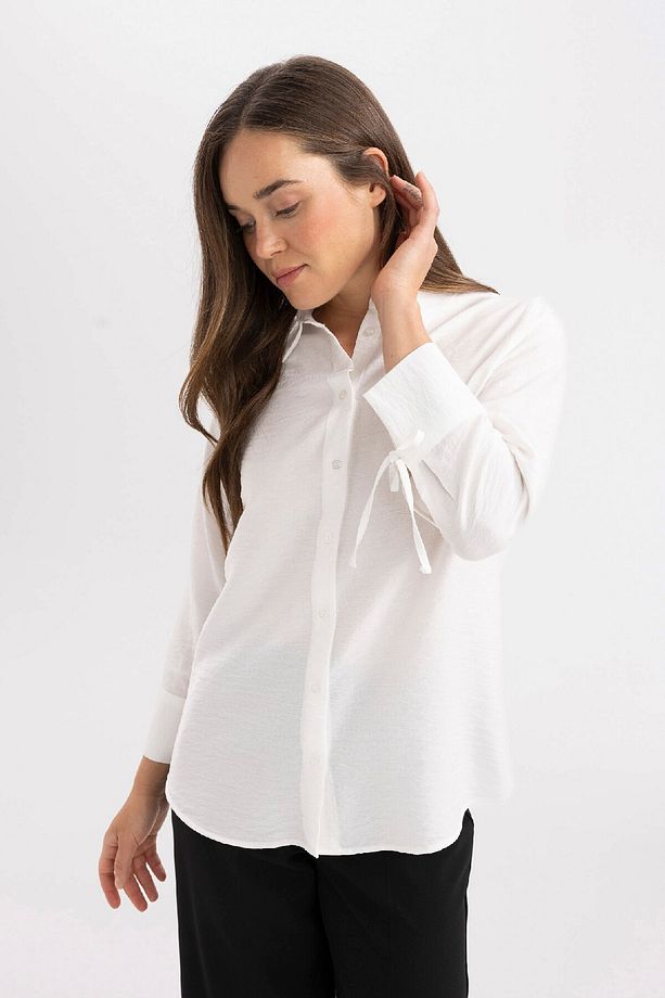 Regular Fit Basic Düz Uzun Kollu Gömlek C3819ax24sm - 3