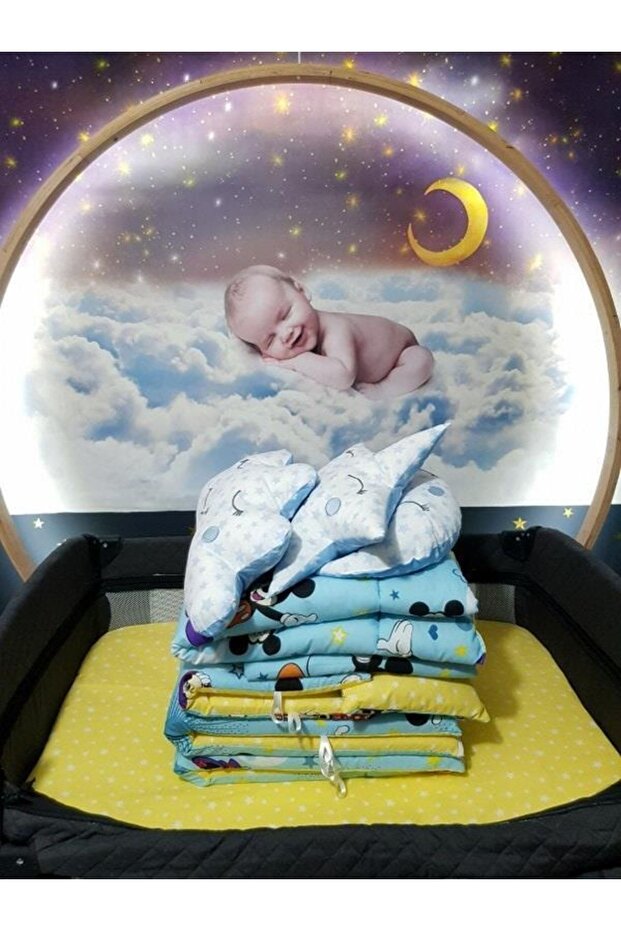 70x110 Baby Sleeping Set with Mosquito Net Mickey Pattern 12 Pieces Compatible with Park Cribs (crib is not included) - 8