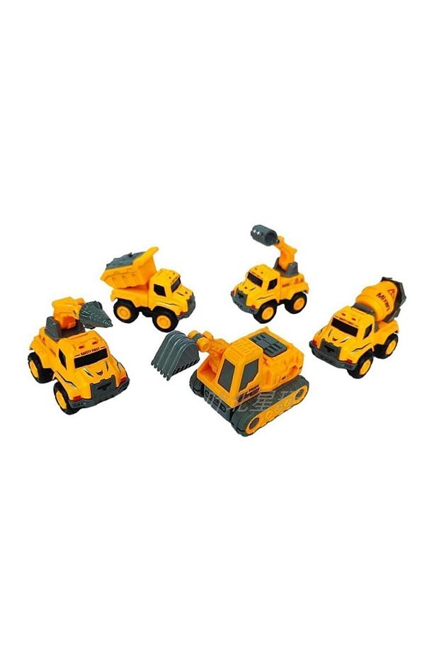 Kutulu 6'lı Metal İş Makineleri 0783-365, Birleşip Robot Olan 5'li Araba Seti - 2