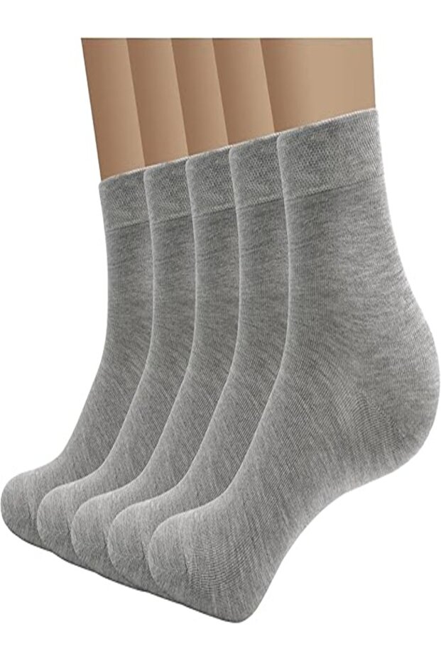 6-Piece Gray Unisex Bamboo Booties 200 Needle Seamless Premium Washable 6 Pairs of Socks