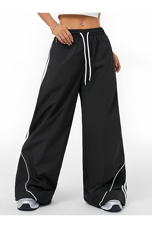 Y2k Line Detail Wide Unisex Bol Eşofman Altı - 3