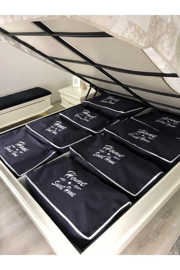 Navy Blue 4-Piece Printed under Base Organizer, Pouch Set, Practical and Stylish Organizer