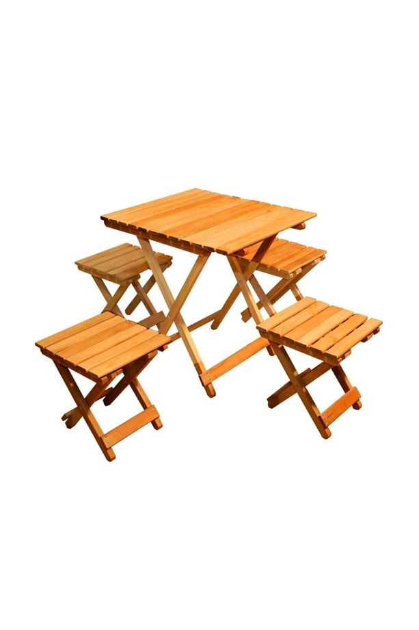 Ahşap Ahşap Katlanır Masa Ve Tabure Piknik Masa Ahşap Masa Sandalye Kamp Masa Kamp Sandalye - 1