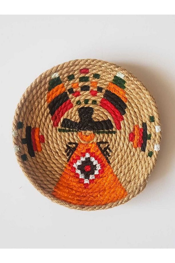 El Yapımı Afrikan Tabak Etnik Hasır Tabak Seti Bohem Duvar Dekoru Afrika Tabak - 5