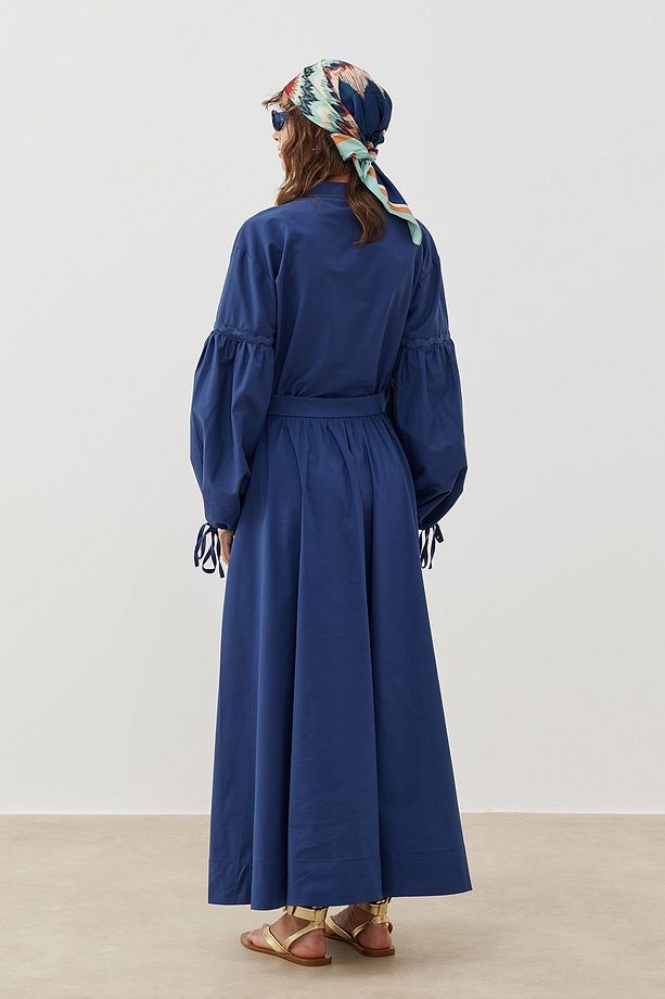 Poplin Volume Etek - İndigo - 5