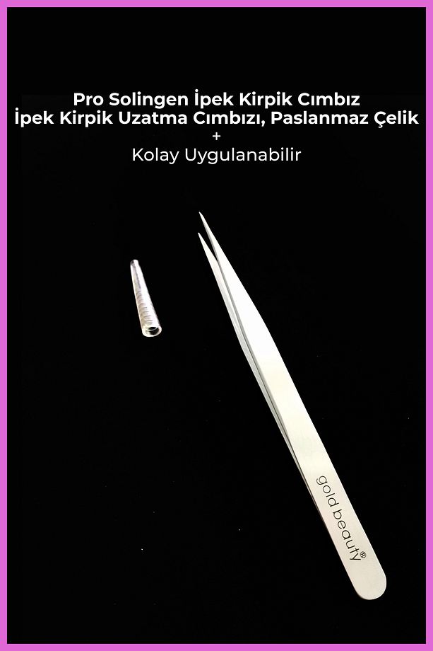İpek Kirpik Uzatma Cımbızı, Profesyonel Solingen Gold İpek Kirpik Cımbız - 3