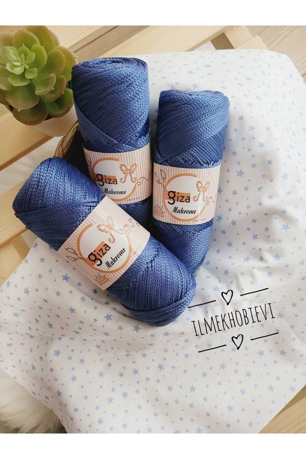 Giza Soft Polyester Macrame Thread 2mm Jean Blue 100Gr (1 Pc)