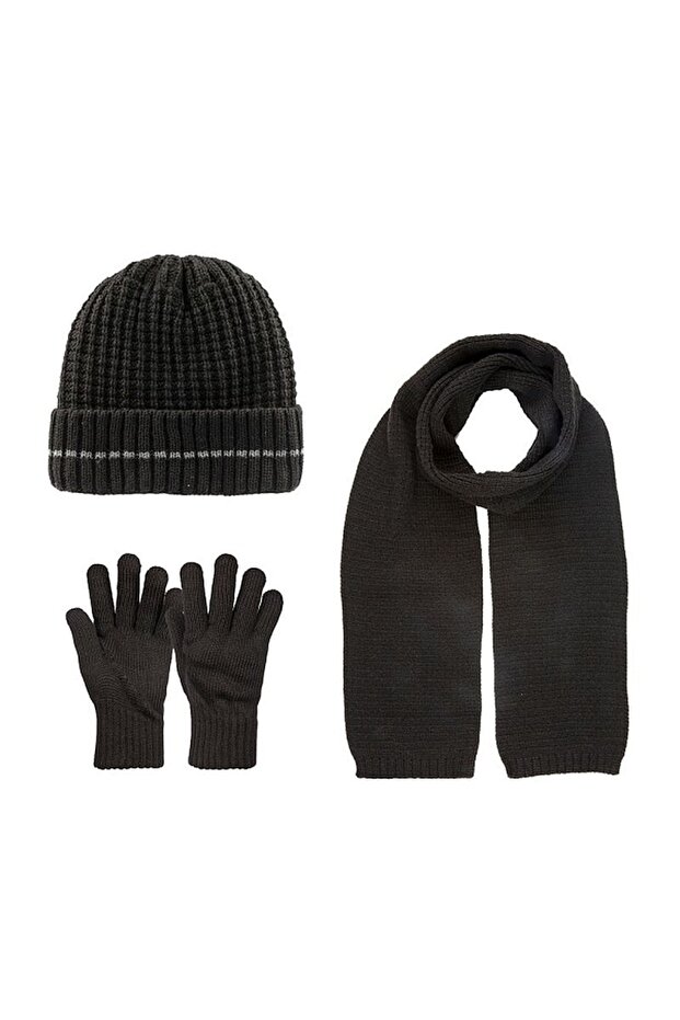 Men's Polar Triple Beanie Scarf Gloves Set 100% Acrylic