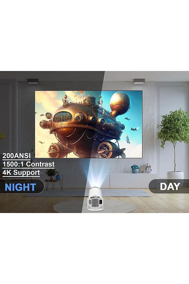 Taşınabilir Projektör Projeksiyon 1280 * 720p Ev Sineması Bluetooth Android 11 Wifi - 3
