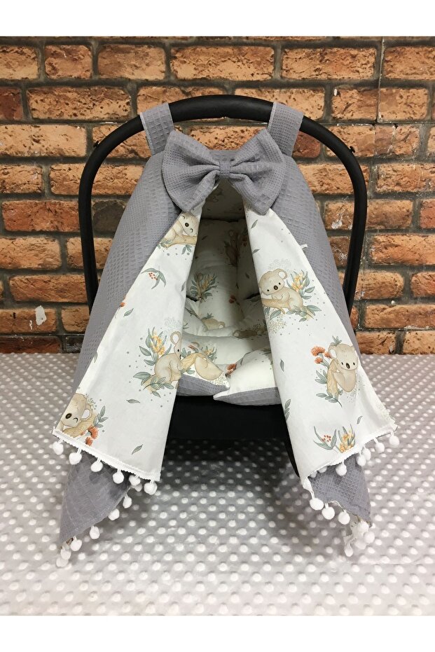 Gray Stroller Cover and Stroller Cushion Set of 2