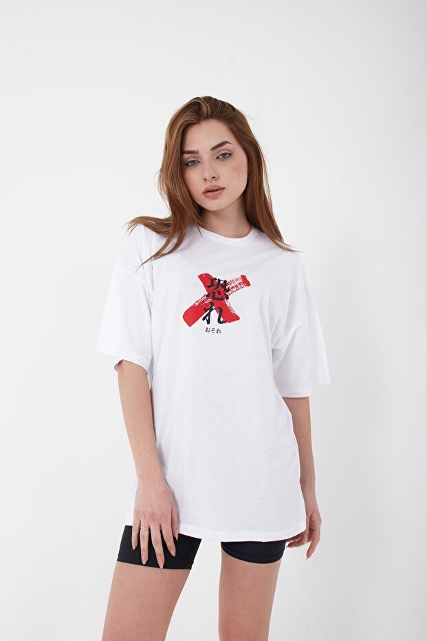 Unisex Oversize Osaka Printed White T-shirt