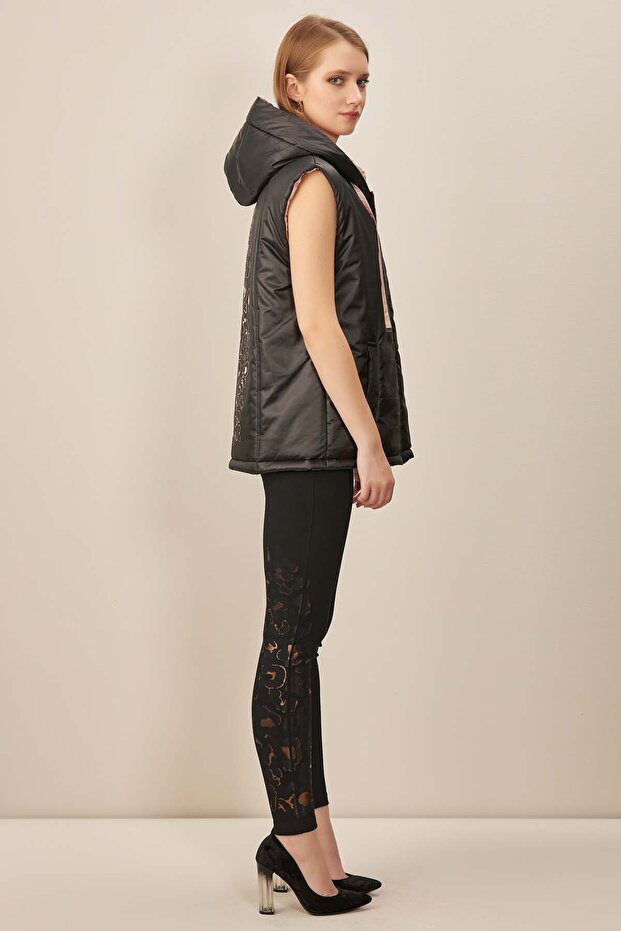 Dar Paça Siyah Örme Tayt - 8