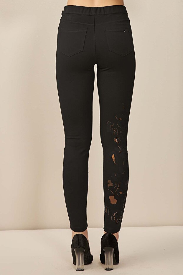 Dar Paça Siyah Örme Tayt - 6