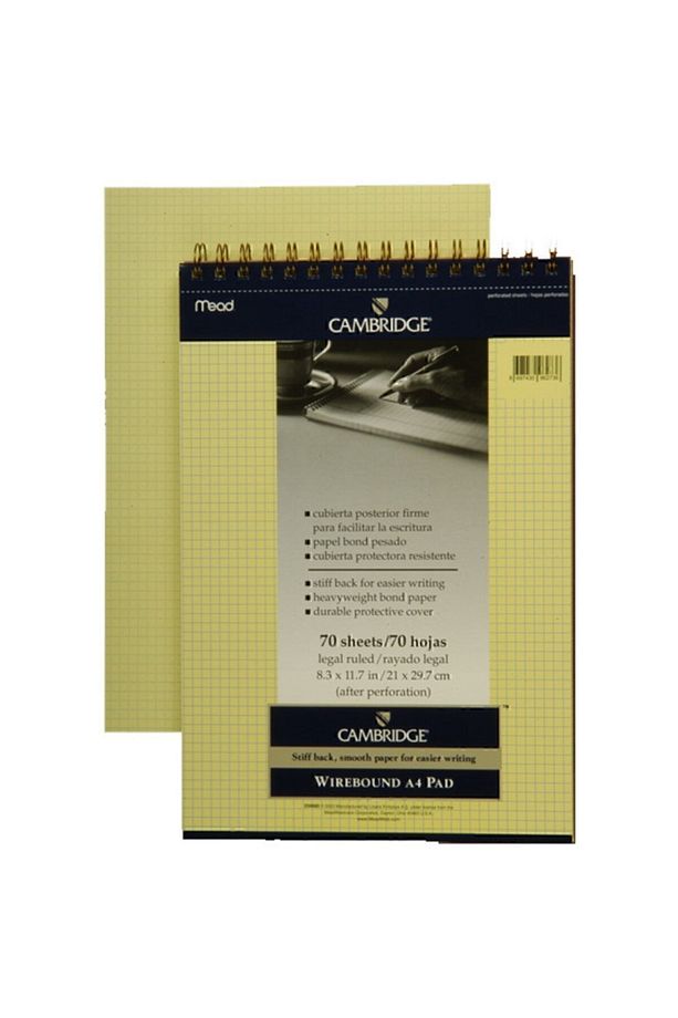 A4 70 Yaprak Kareli Defter  Sarı - 1