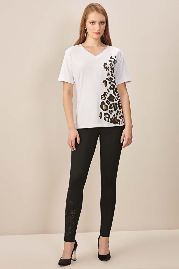 Dar Paça Siyah Örme Tayt - 7