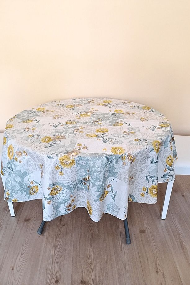 ALTI ASTARLI YUVARLAK MUŞAMBA MASA ÖRTÜSÜ -140 CM ÇAP-ELG7 - 1