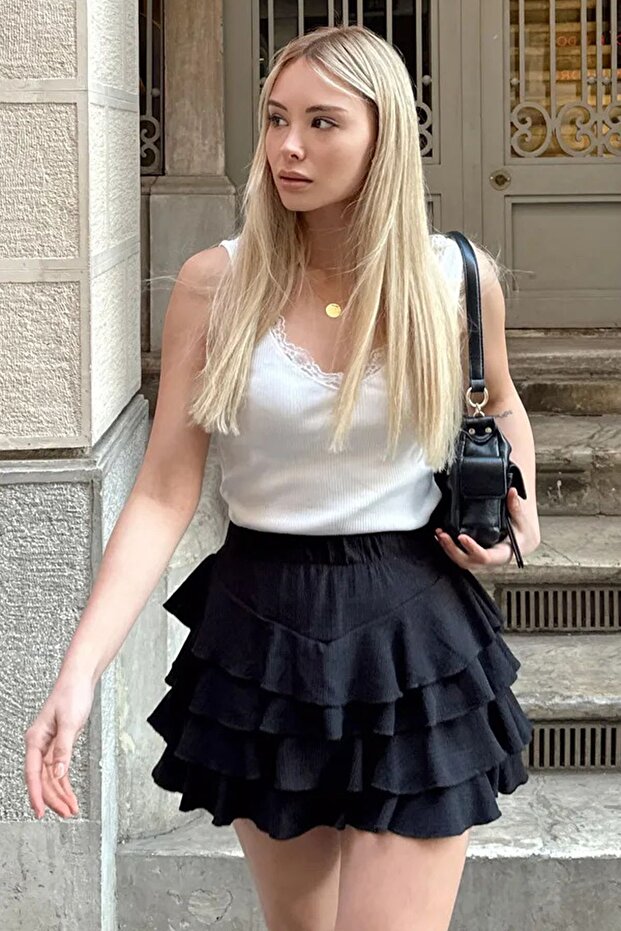 Mykonos Siyah Basic Etek - 1