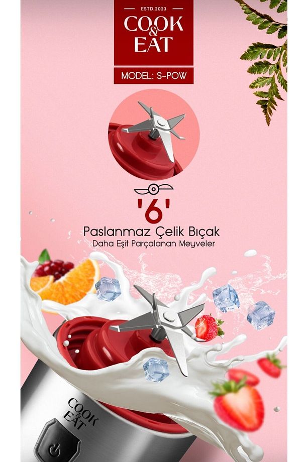 450 Ml Taşınabilir Metal Kişişel Blender Shake'n Smoothies Blender Keskin Bıçaklı - 2