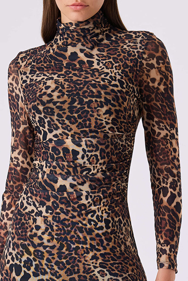 Leopar tül elbise - 4