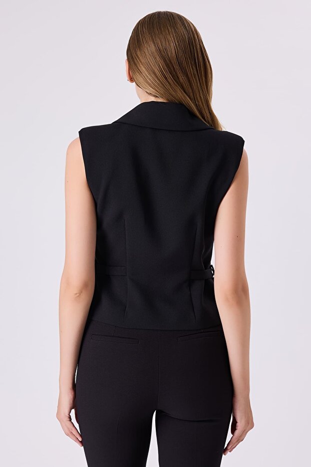 Çift tokalı siyah yelek - 2