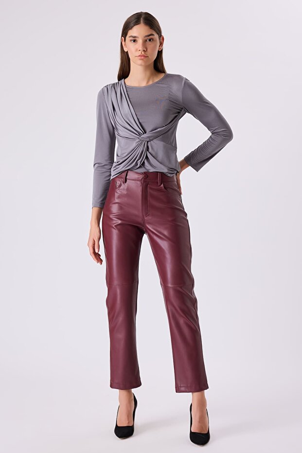 Deri havuç pantolon - 1