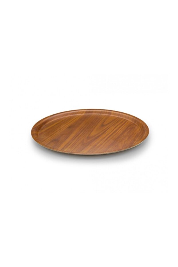Kraft Round Non-Slip Tray, 2 Pieces, 38 cm, Walnut, Tfy38kwm