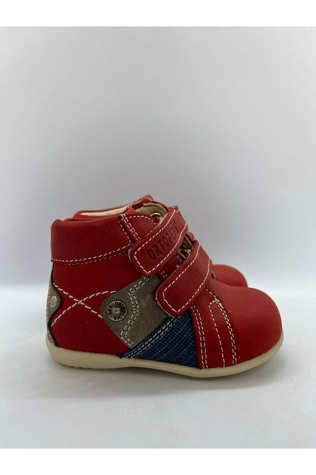 Çocuk Unisex Bot 89-1 Kırmızı , Ekru Taban - 1