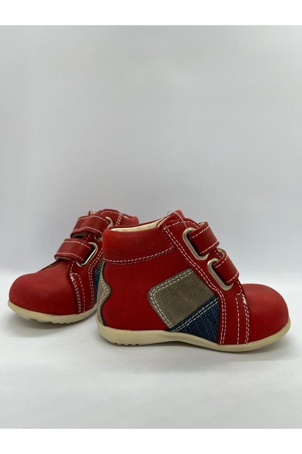 Çocuk Unisex Bot 89-1 Kırmızı , Ekru Taban - 4