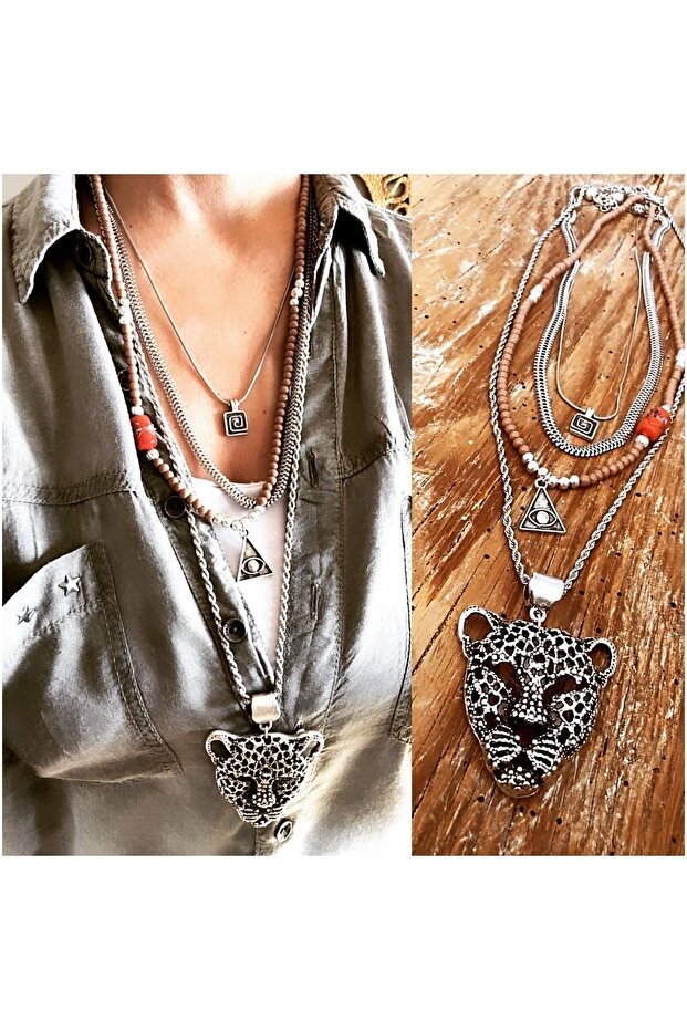 Tasarım Kaplan Kolye Set - 1