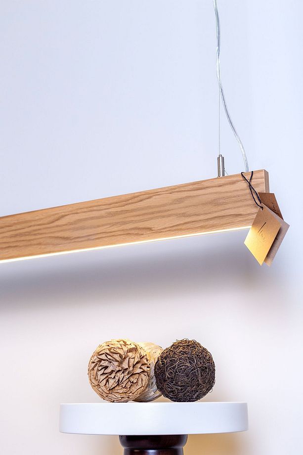 Slim Modern Meşe Ahşap Aydınlatma - Minimal Led Sarkıt Avize - 1