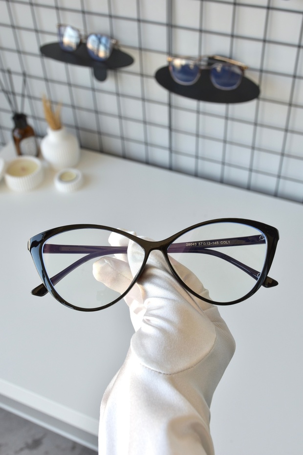 Black Bone Cat Eye Unisex Women's and Men's Blue Block Glasses with Transparent Blue Light Protection Filter