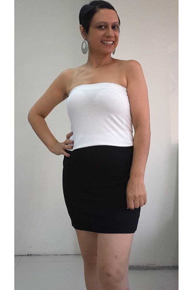 Ecru (Off-White) Strapless Combed Viscose Badi Tank Top T-Shirt