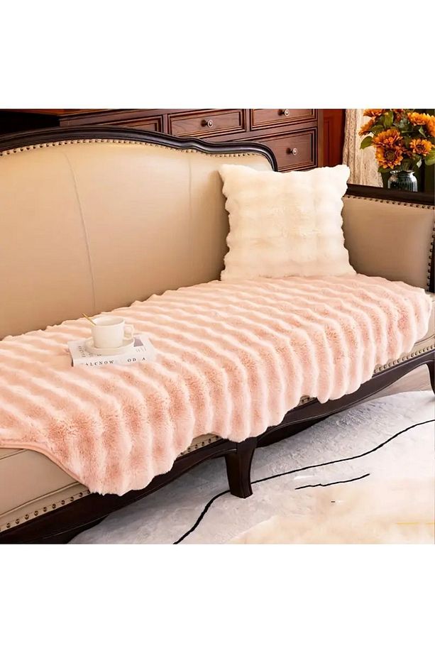 tavşan peluş Tüyü koltuk örtüsü ve paspas olarak kullanabilir 1 adet ölçüsü 80 x 190 cm çok yumuşak - 1