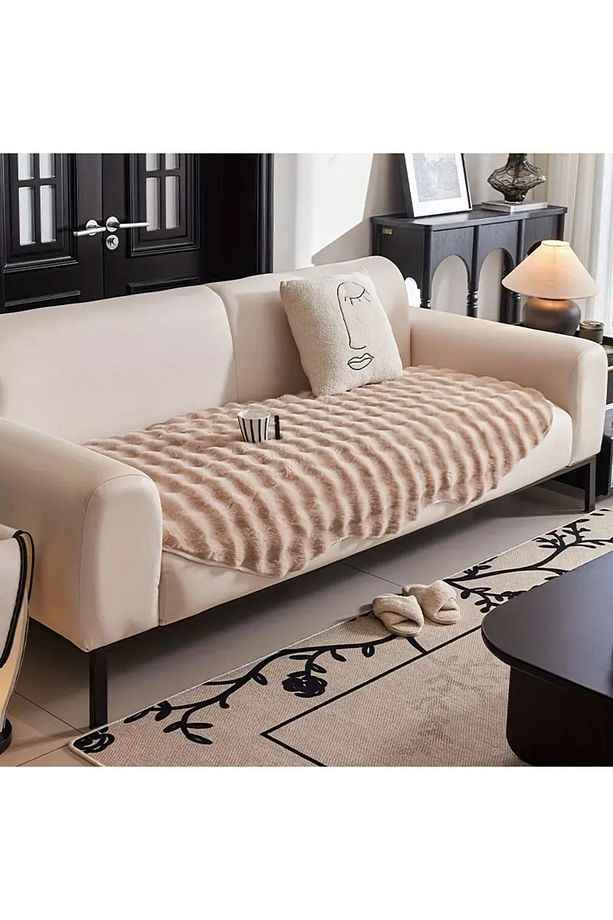 tavşan peluş Tüyü koltuk örtüsü ve paspas olarak kullanabilir 1 adet ölçüsü 80 x 190 cm çok yumuşak - 1