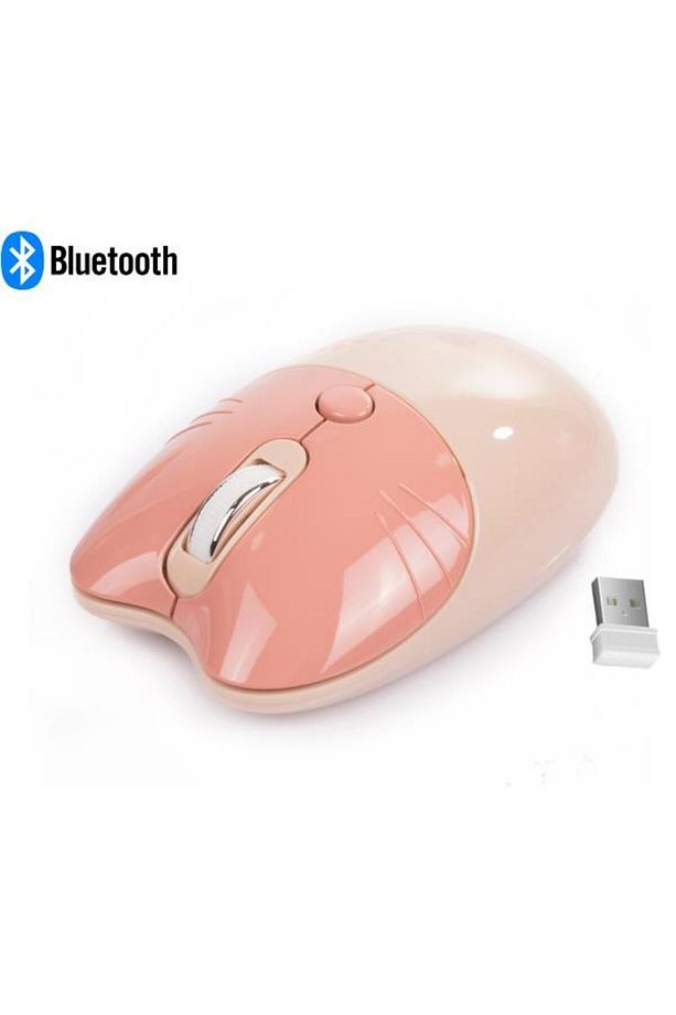 Sevimli Kedi Kablosuz Pudra-Bej Mouse Bluetooth + Dual Mode - 4