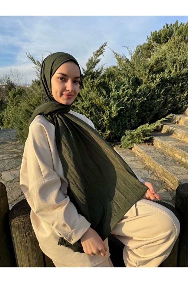 Bambu Crash Şal Askeri Haki - 1