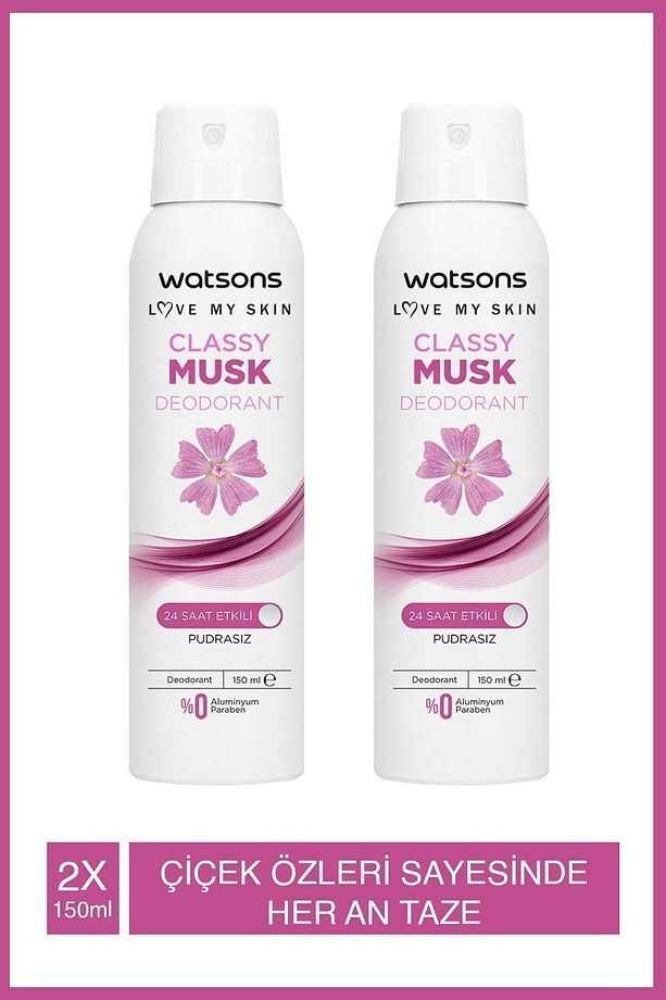 Classy Musk 24 Saat Etkili Pudrasız Deodorant Sprey 150 Ml X2 Adet - 1