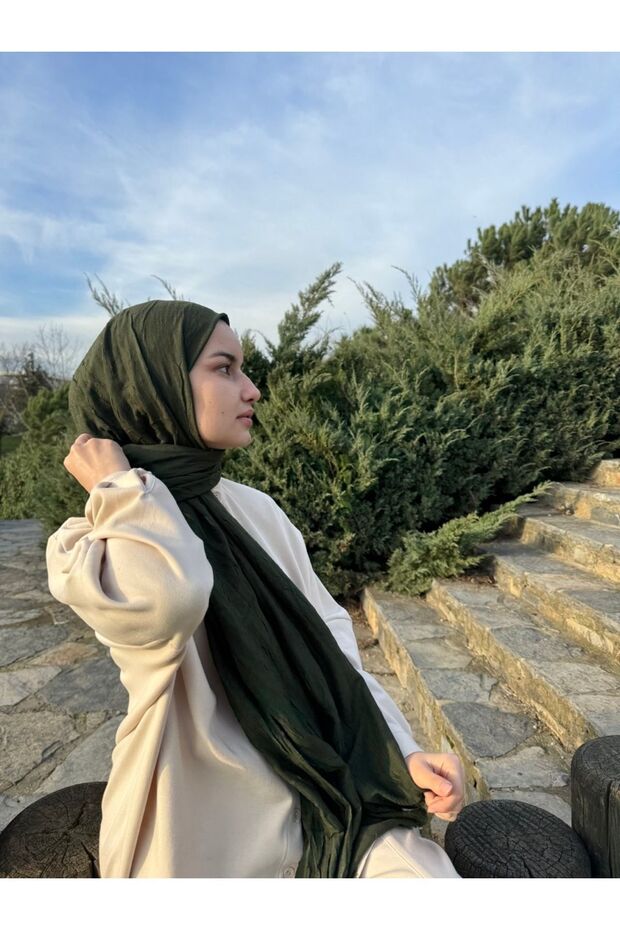 Bambu Crash Şal Askeri Haki - 5