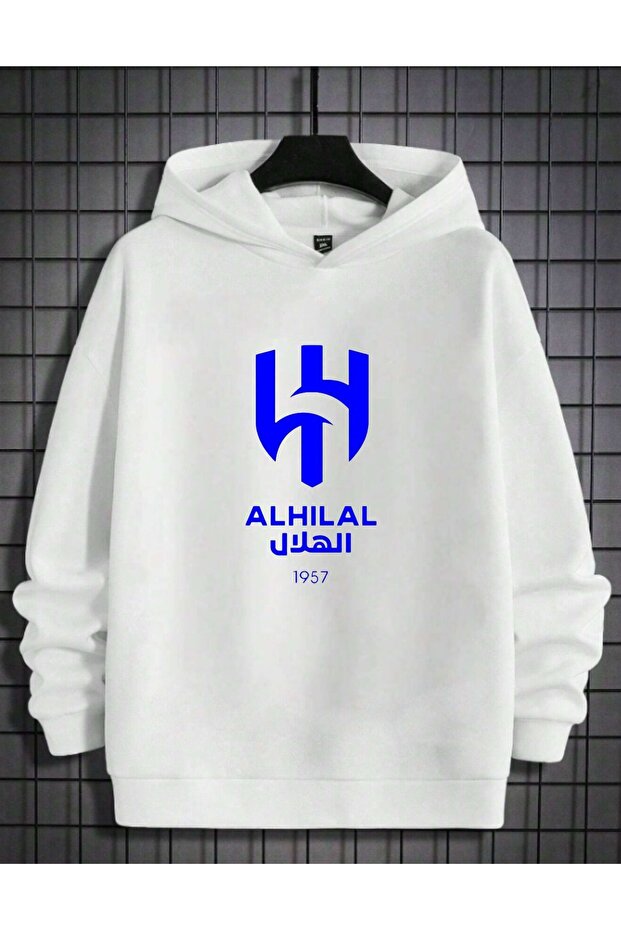 Unisex al hilal printed oversize 100% cotton hooded sweatshirt
