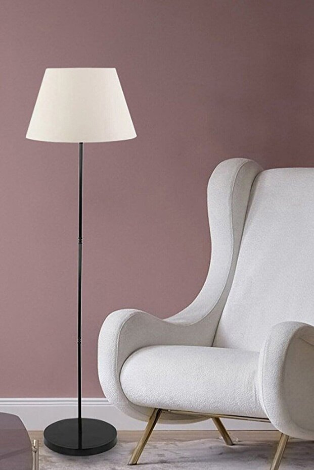 Tek Ayaklı Lambader Beyaz Konik Şapka 7718 - 1