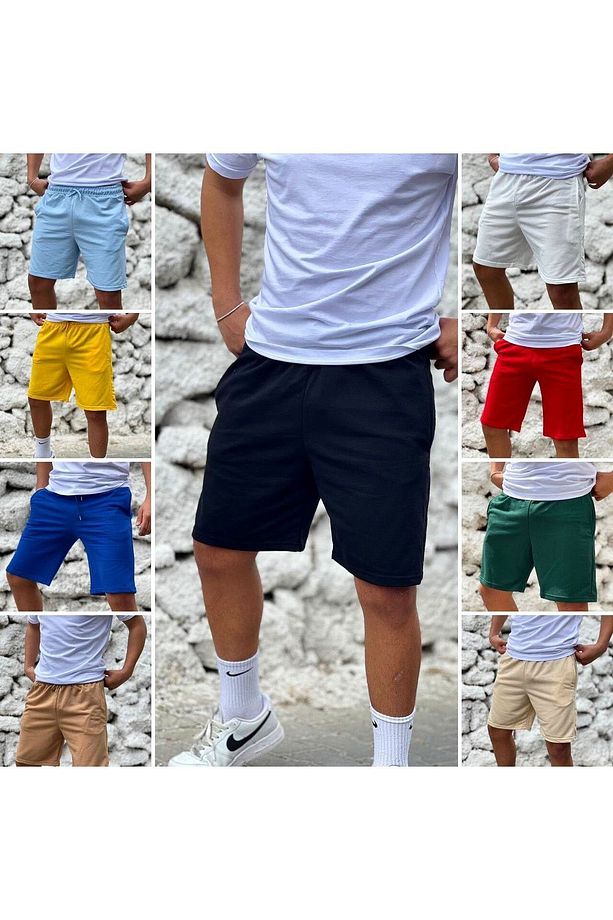 Unisex Baskısız Regular Fit Yazlık Şort, Çift Cepli - 2
