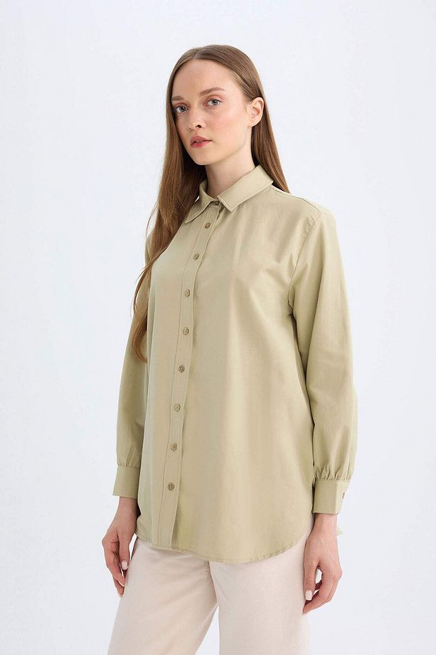 DFC - Relax Fit Poplin Uzun Kollu Gömlek Tunik - 4