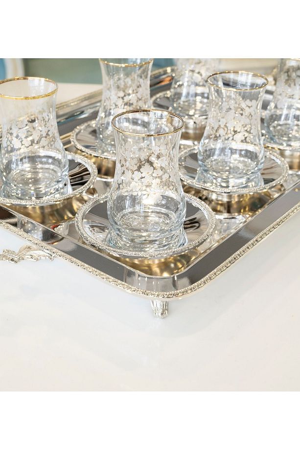 Gümüş Kaplama Çay Tabağı İngiliz Bordür Model (6 Adet) - 5