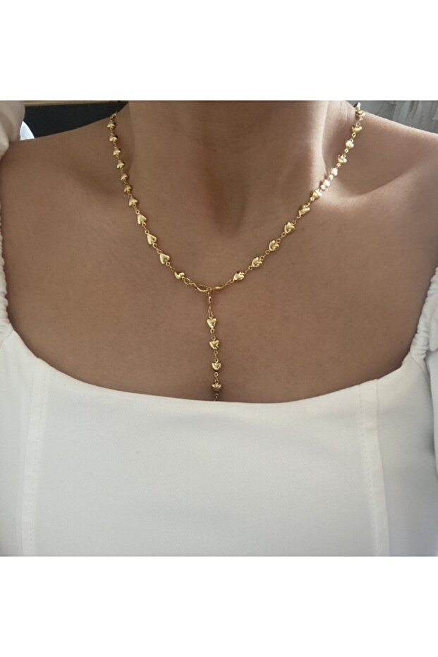 Y Model Kalp Zincir Kolye - 1