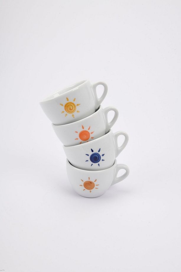 Verona El Yapımı Güneş Motifli Cappuccino Fincan Ve Tabak Takımı - 180 ml - 4