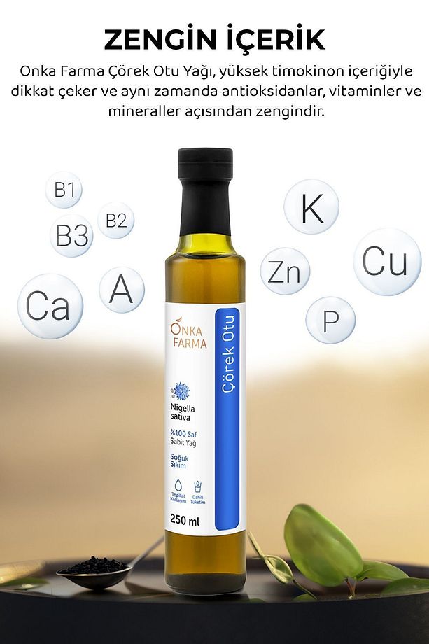 Onka Farma Çörekotu Yağı - %100 Saf Doğal Soğuk Sıkım Çörek Otu - 2 X 250 ml - 6