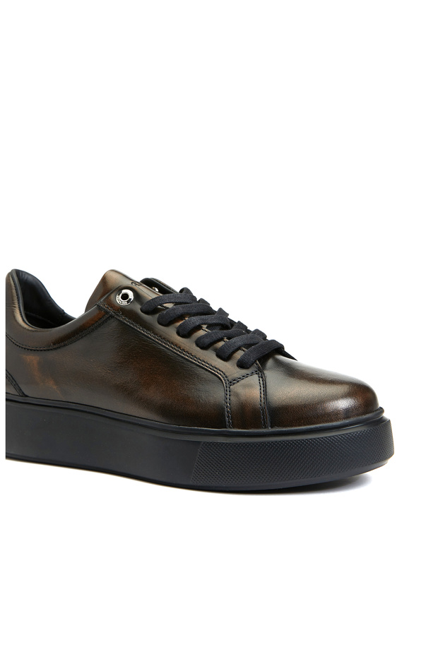 Bronz Kadın Deri Sneaker - 6